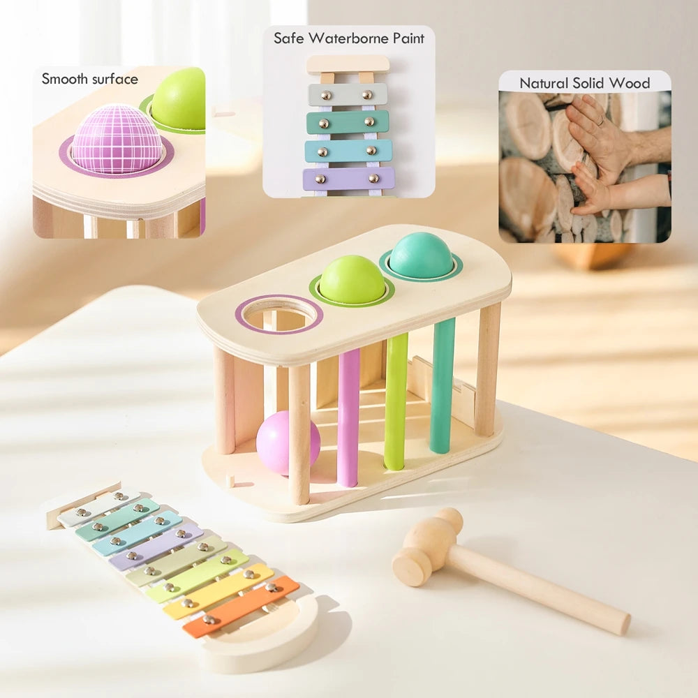 Wooden Pound and Xylophone Ball Set for Babies and Toddlers