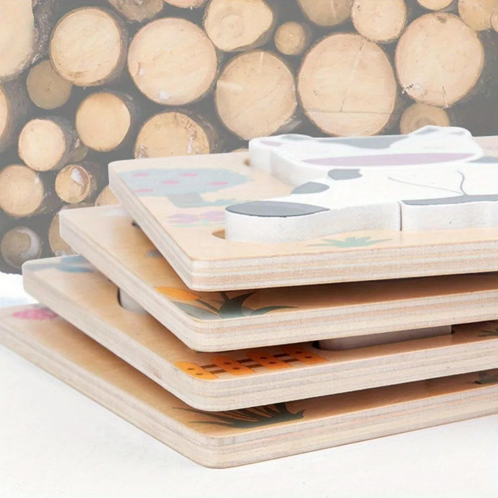 Wooden Animal Puzzles for Toddlers | Montessori Learning Toys Ages 1-4