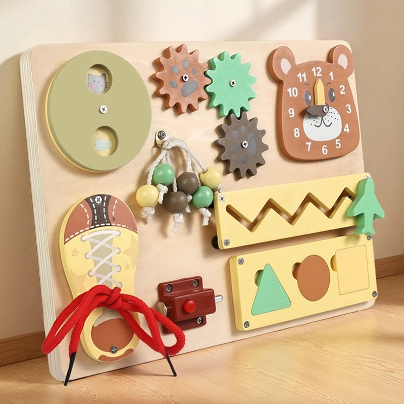 Wooden Bear Busy Board | Oliver & Company Montessori Toys