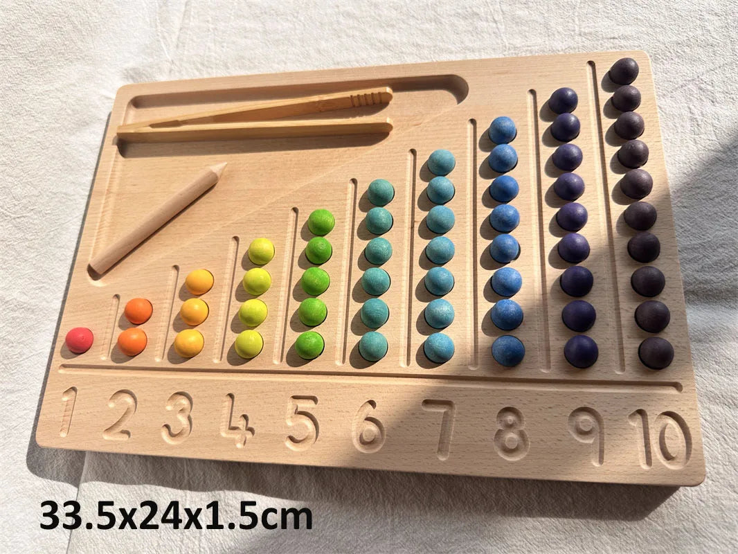 Wooden 100 Peg Board with Beads, Alphabets, and Numbers