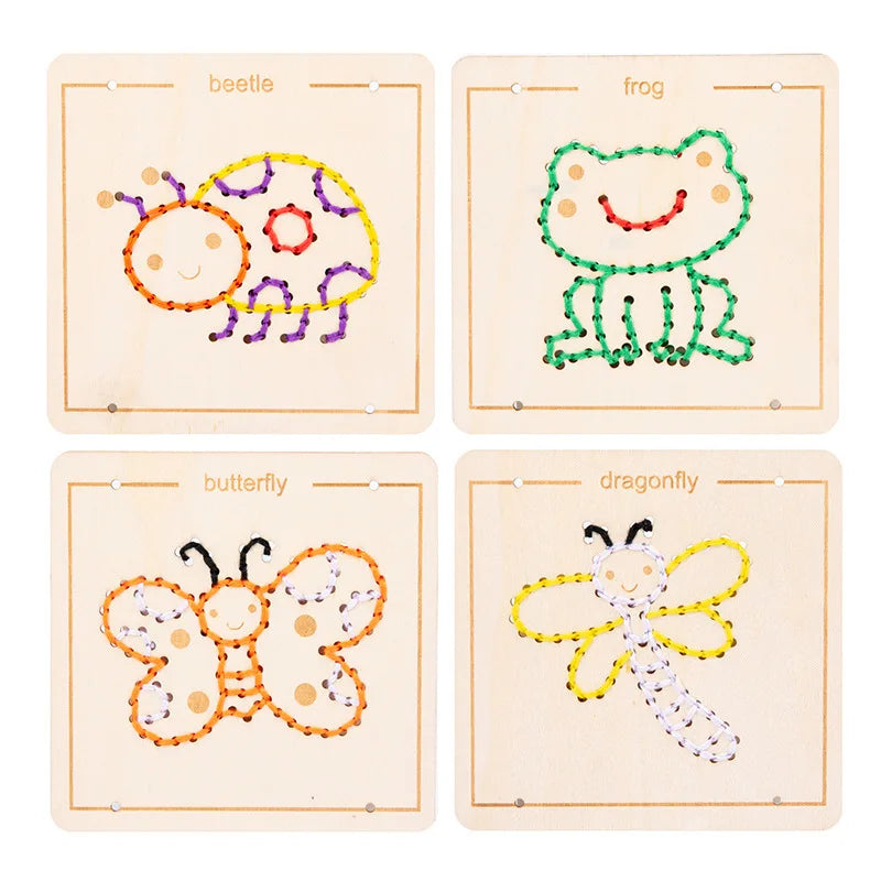 Wooden Lacing Boards for Kids – Montessori Threading – Oliver & Company