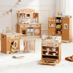BRUNT レンジャー WOOD MAN FIS TAN +ケース フルセット Wooden Play Refrigerator with Ice Dispenser | Kids Kitchen Toy