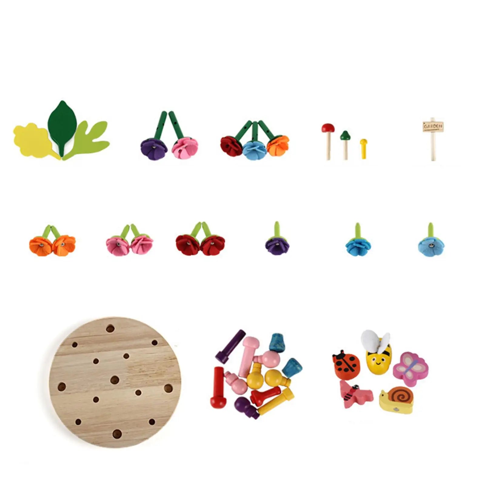 Wooden Flower Garden Building Toy for Kids | Montessori Stacking Toy Ages 4-6