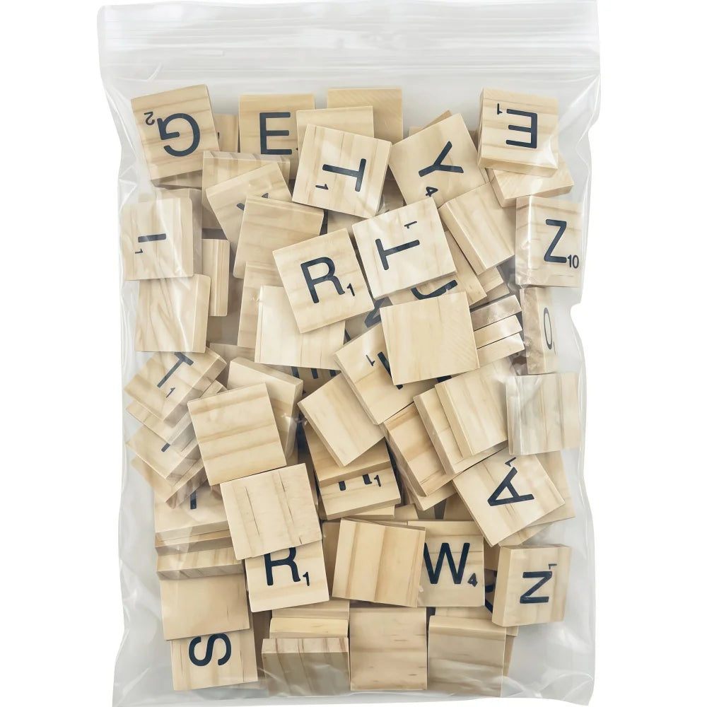 Wooden Letter Tiles Set – 100 Scrabble-Style Alphabet Tiles