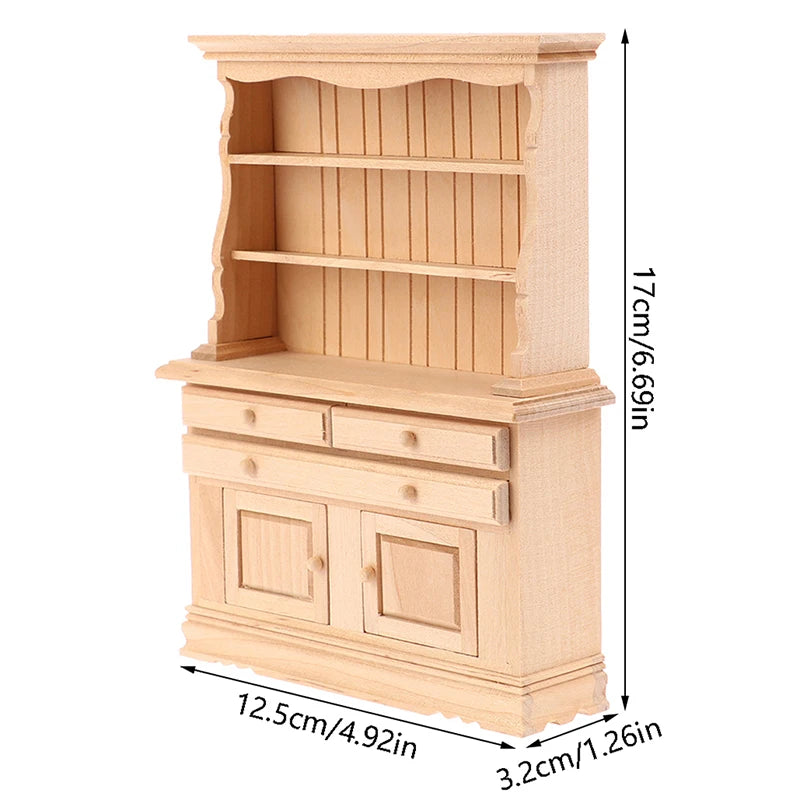 Wooden cabinet with dimensions indicated on a white background
