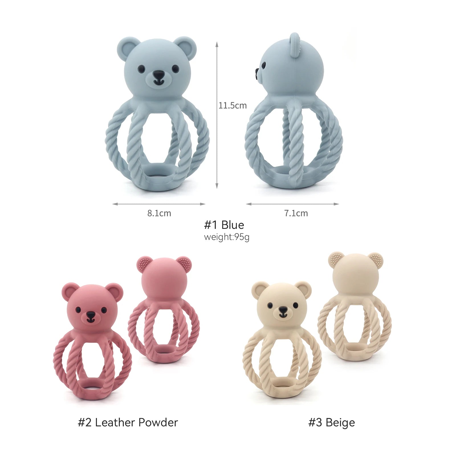 Silicone Bear Rattle Teether | Oliver & Company Montessori Toys