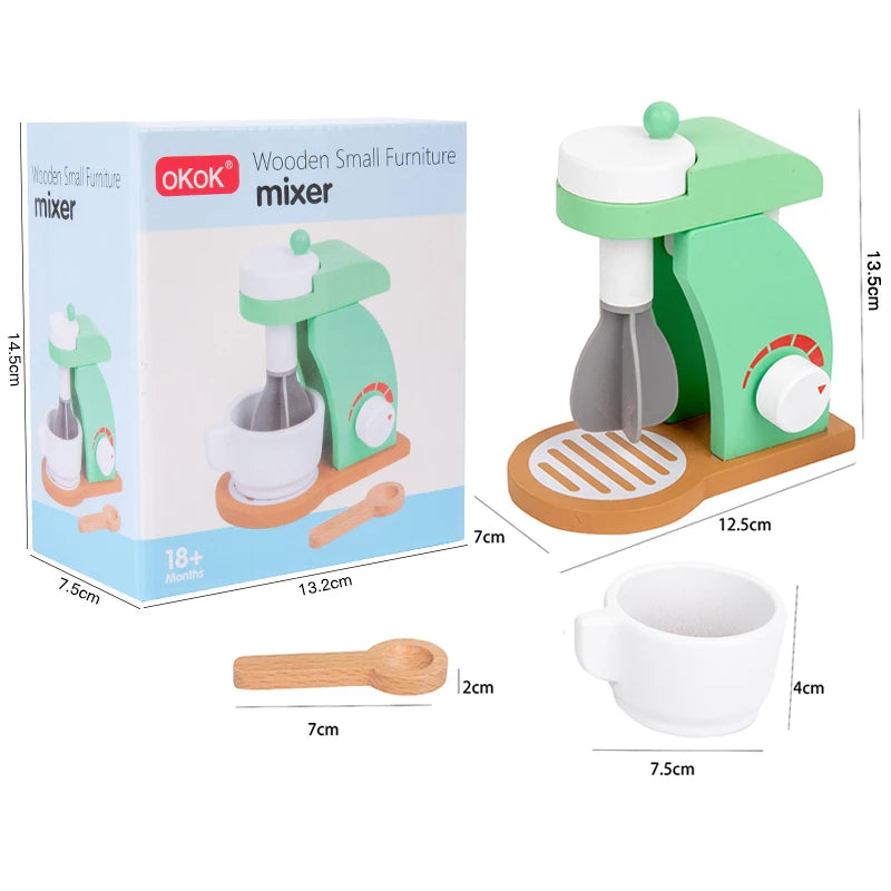 Green Wooden Kitchen Appliance Pretend Play Set for Kids