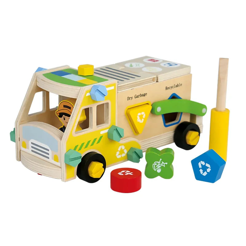 Wooden Tool Bench Vehicle Set Assembly Toy