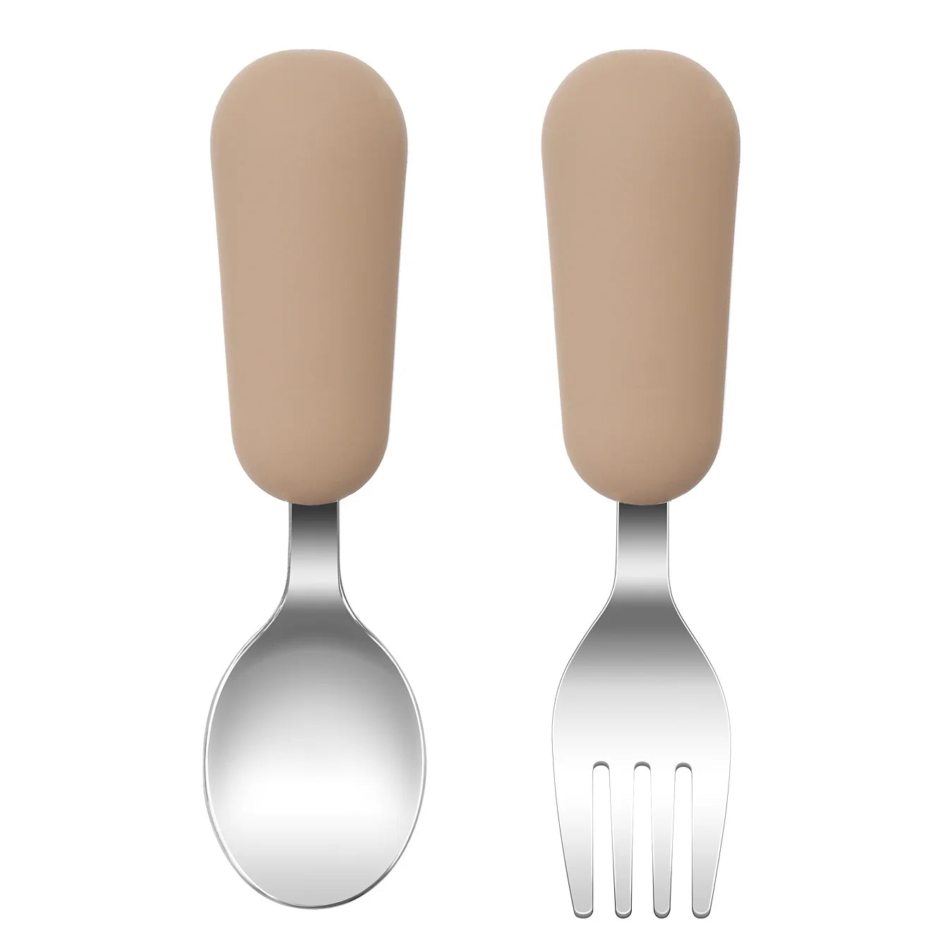 2-Piece Stainless Steel Silicone Fork and Spoon Set | Oliver & Company Montessori Toys