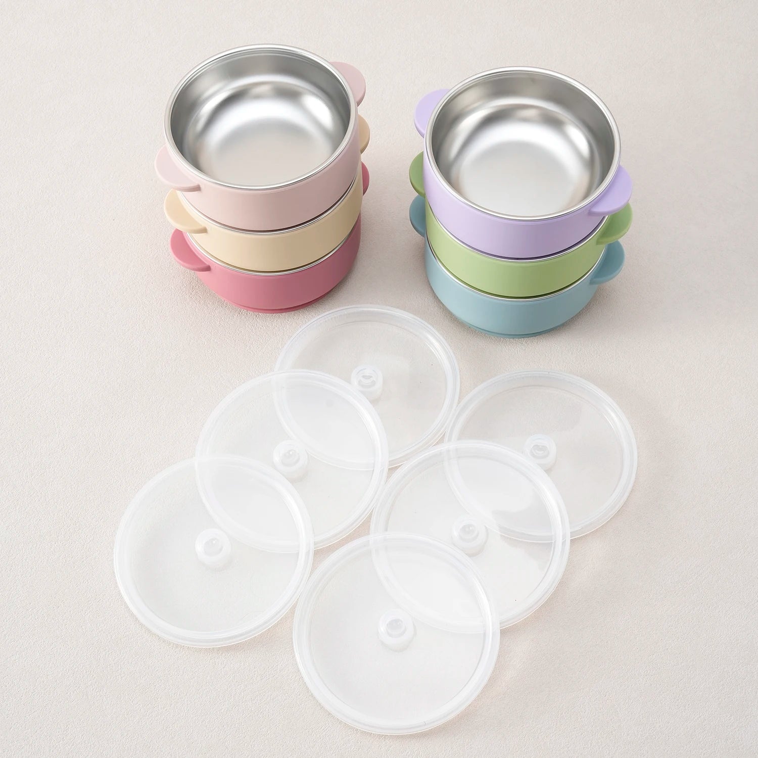 Stainless Steel Silicone Suction Bowl with Lid | Oliver & Company Montessori Toys