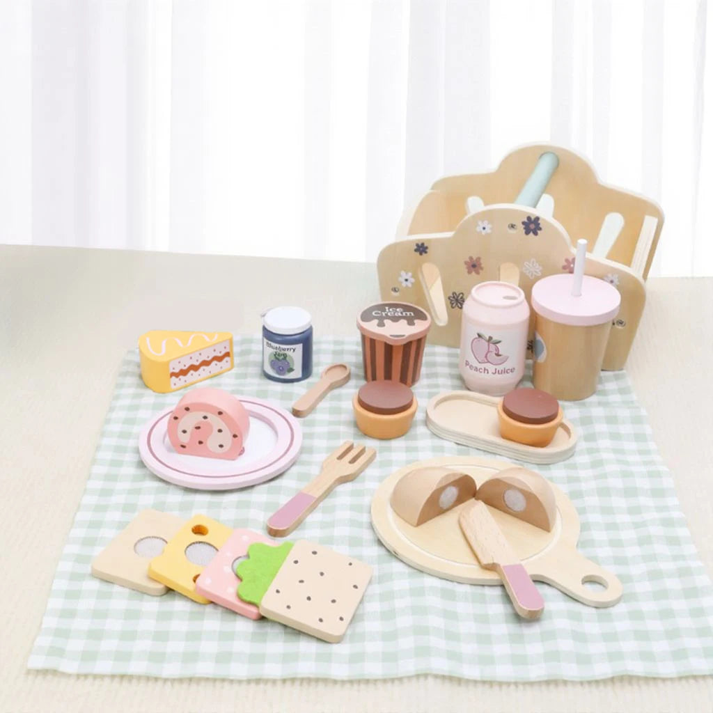 Wooden Picnic Pretend Play Set | Montessori Food & Cooking Toy