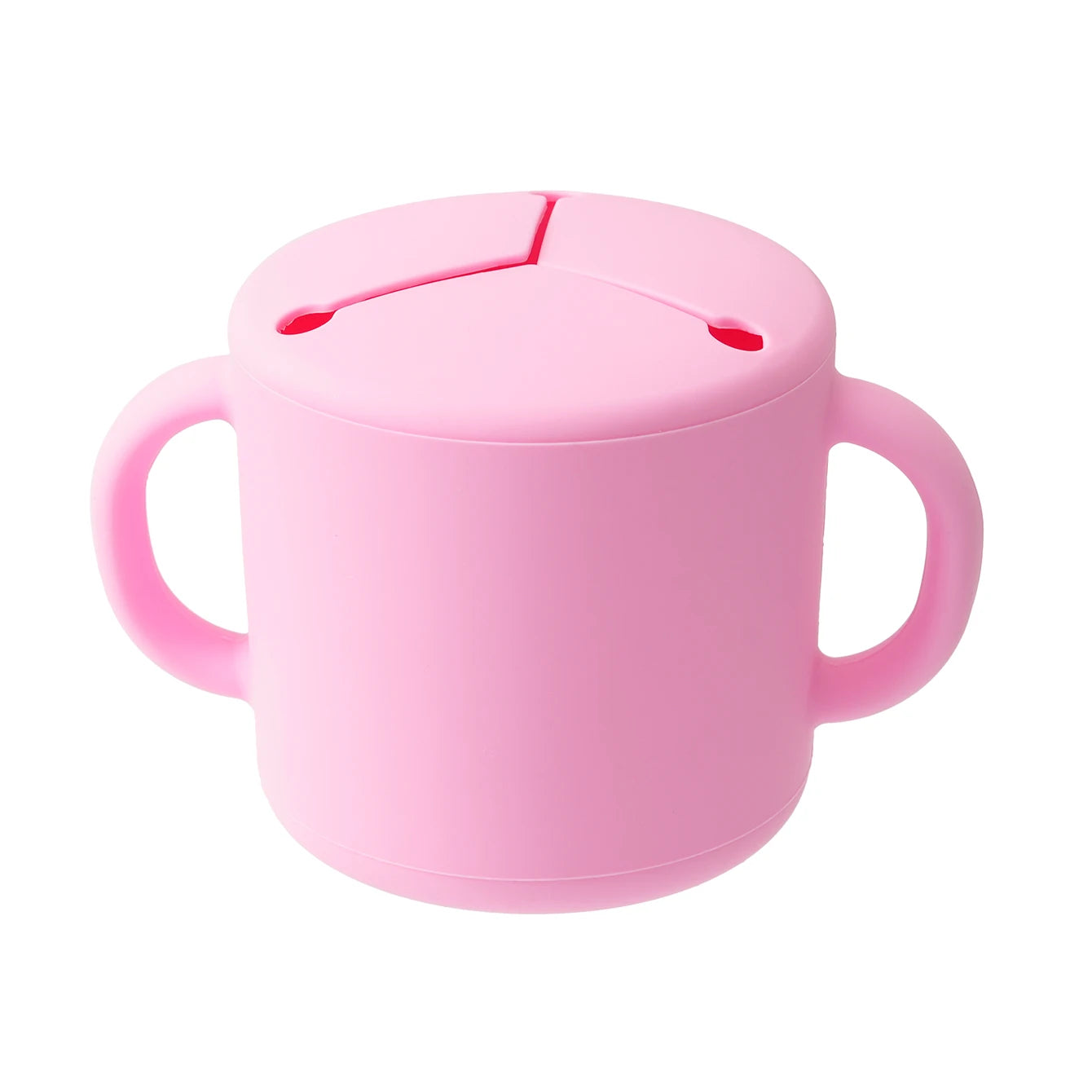 Silicone snack cup with handles in Pink