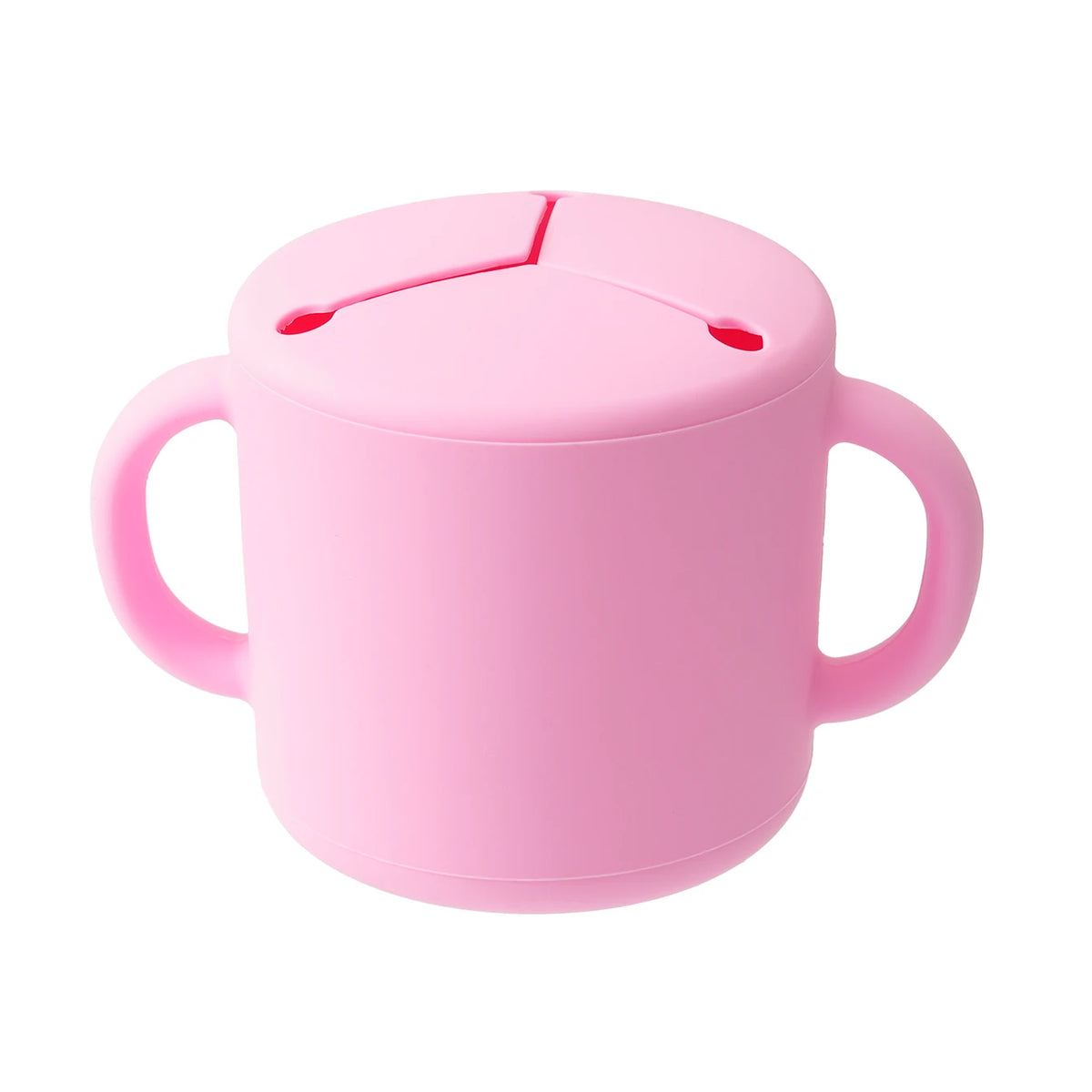 Silicone snack cup with handles in Pink