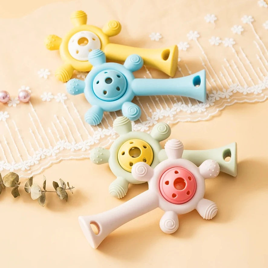 Silicone Teether and Rattle Toy | Baby Sensory Teething Ring