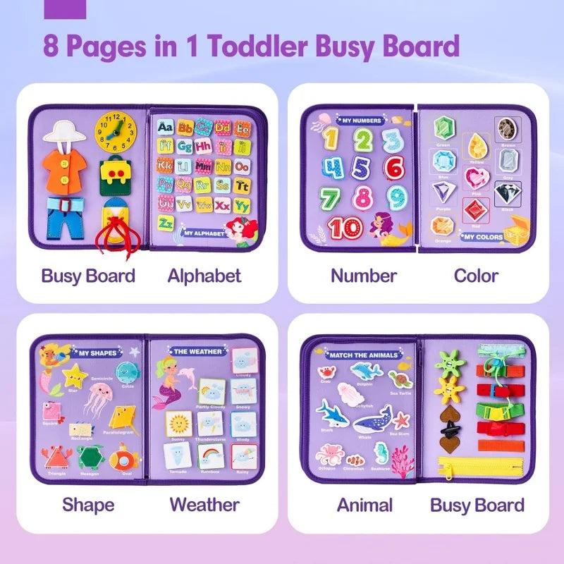 Purple Practical Life Skills Busy Book | Oliver & Company Montessori Toys