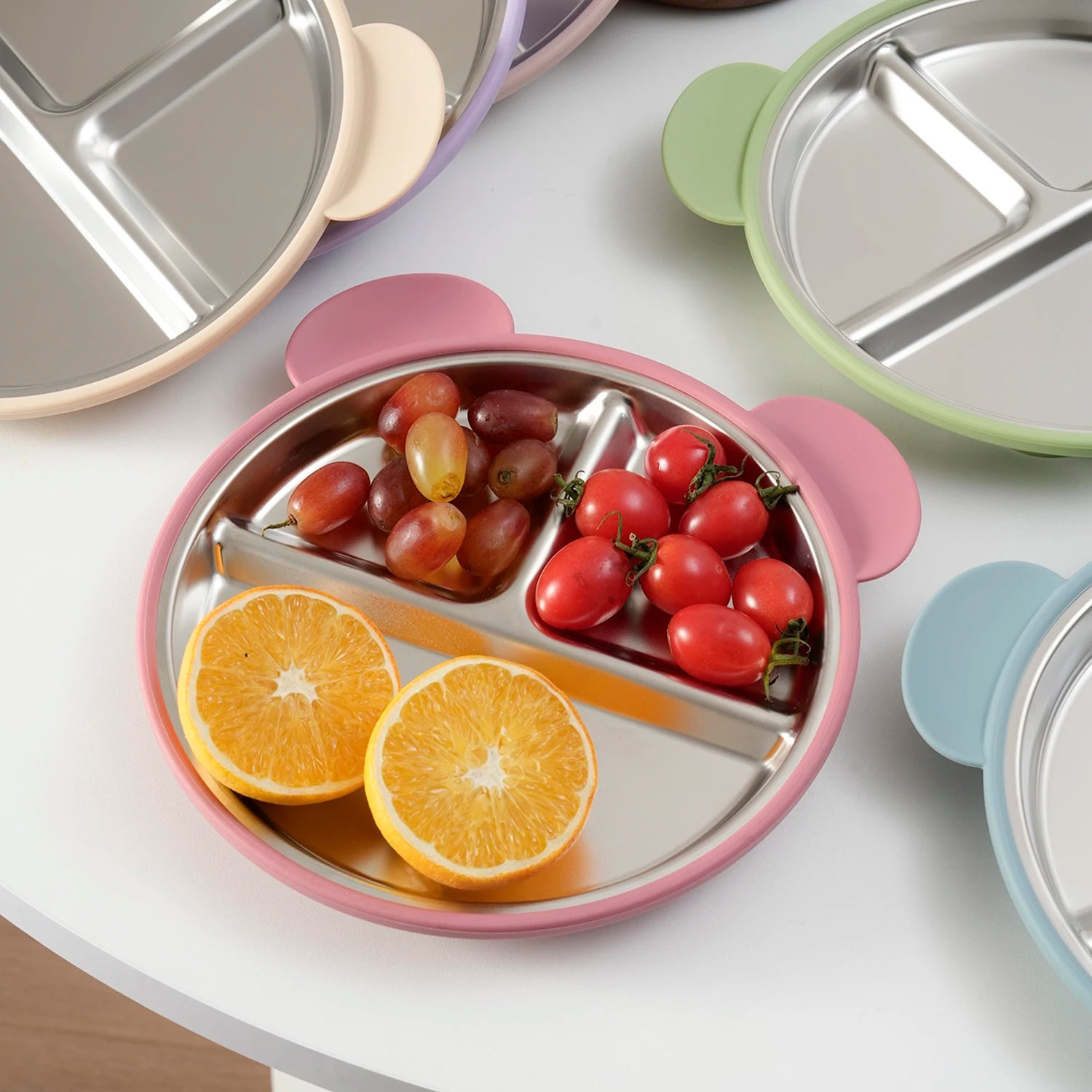 Bear Suction Plate for Toddlers | Stainless Steel & Silicone | Oliver & Company Montessori Toys