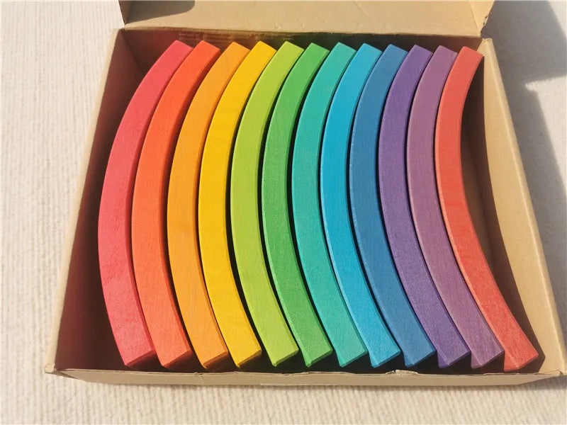 Wooden Rainbow Arch Stacking Blocks for Kids