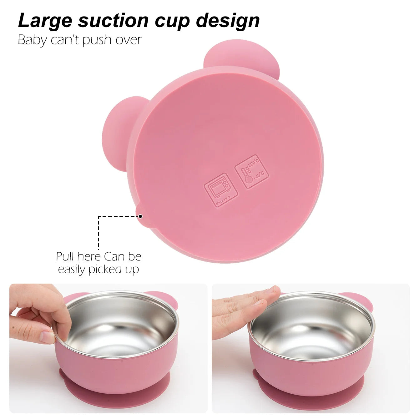 Bear Shaped Stainless Steel Silicone Suction Bowl | Oliver & Company Montessori Toys