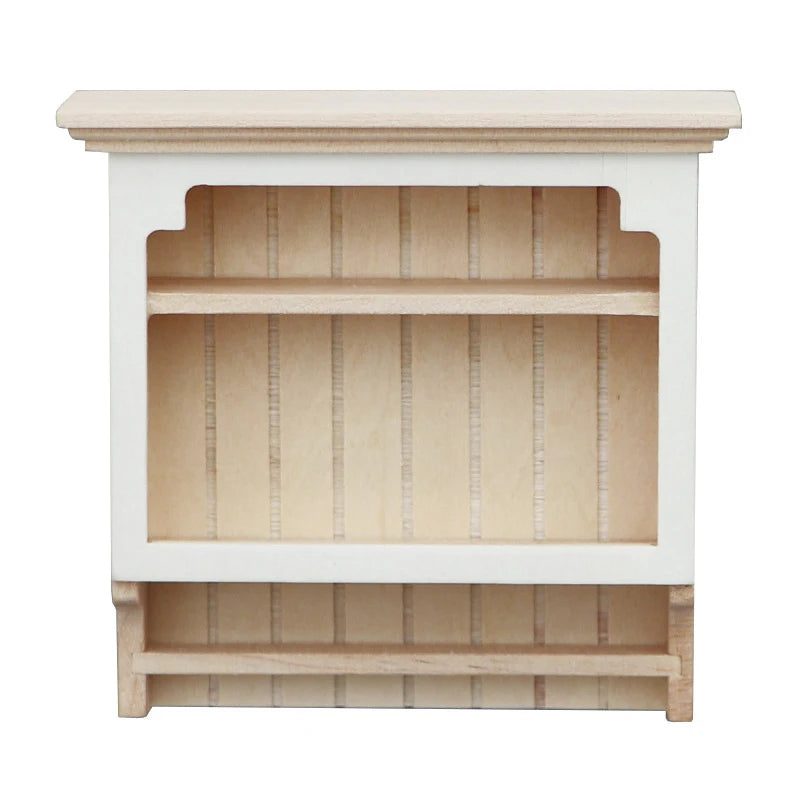 Mini Wooden Wall Hanging Storage Rack – 1:12 Scale Dollhouse Kitchen Shelf