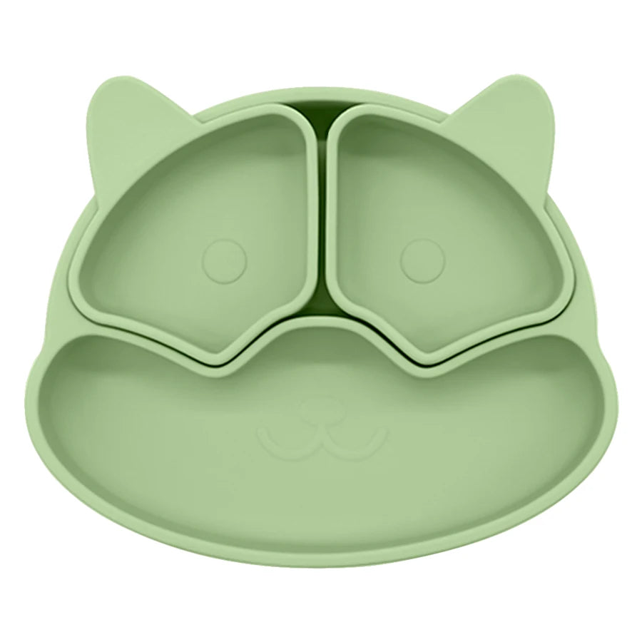 Olive green fox silicone divided suction plate