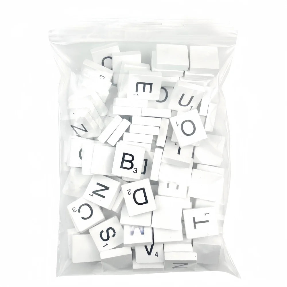 Wooden Letter Tiles Set – 100 Scrabble-Style Alphabet Tiles