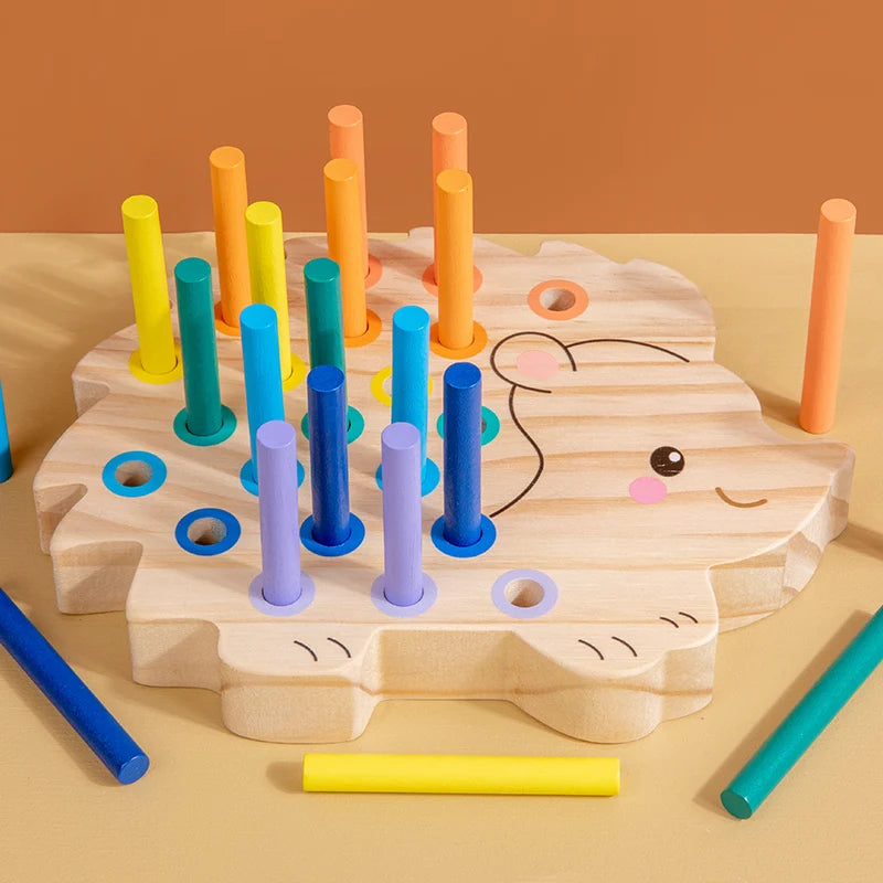 Wooden Hedgehog Color Matching Game | Montessori Learning Toy for Toddlers
