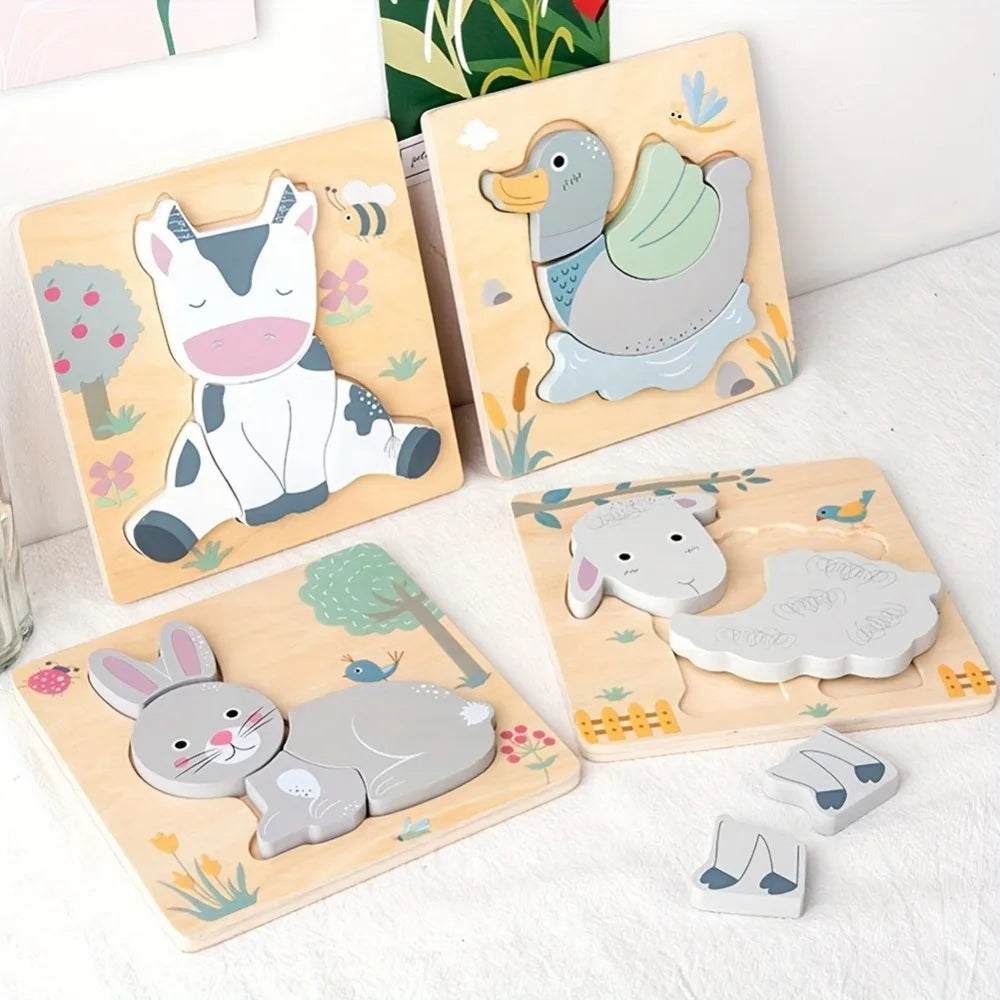 Wooden Animal Puzzles for Toddlers | Montessori Learning Toys Ages 1-4