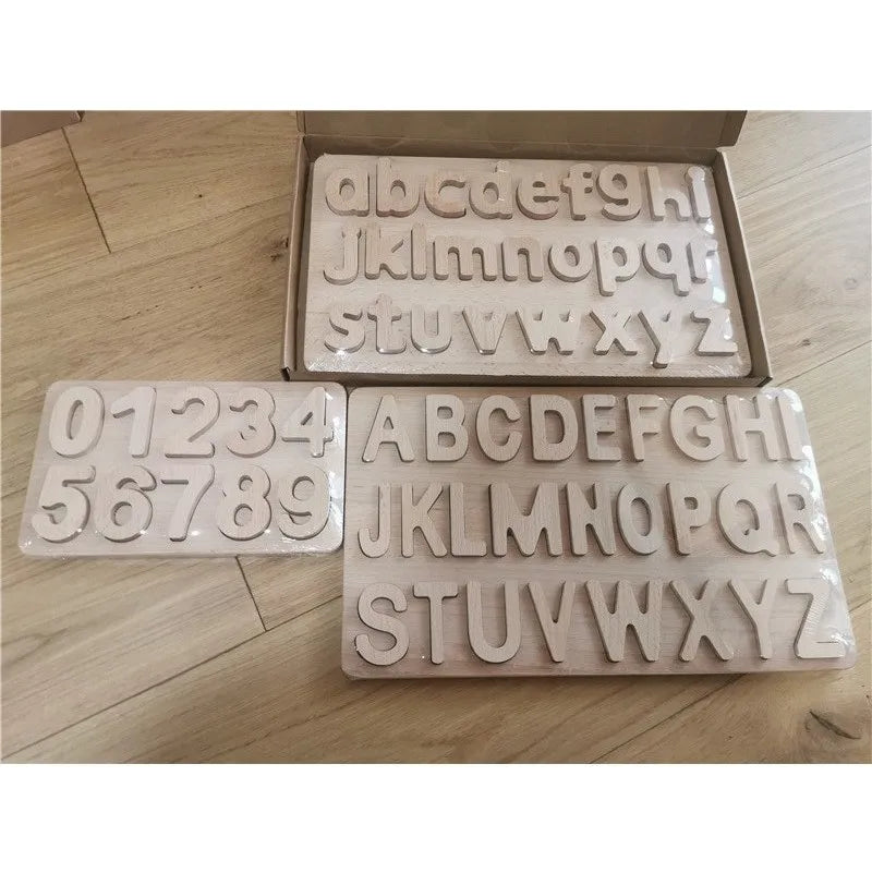 Wooden Rainbow Alphabet & Number Puzzles