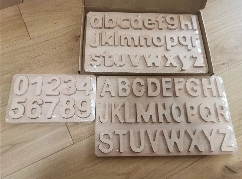 Montessori Wooden Alphabet & Number Puzzle Boards | Oliver & Company Montessori Toys