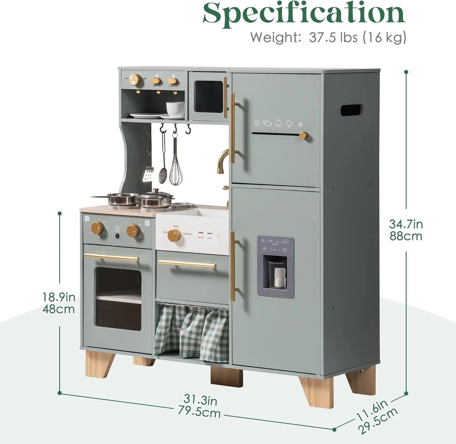 specifications for Luxury Dream Play Kitchen - Oliver & Company Montessori Toys