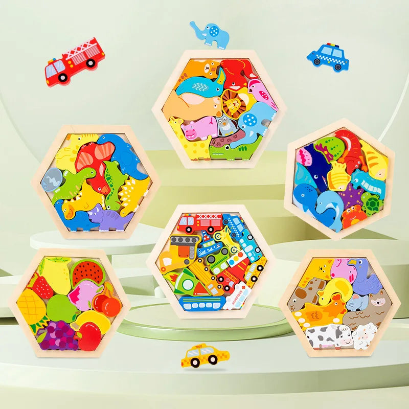 Cartoon Wooden Puzzle Block Toy | Oliver Montessori Toys