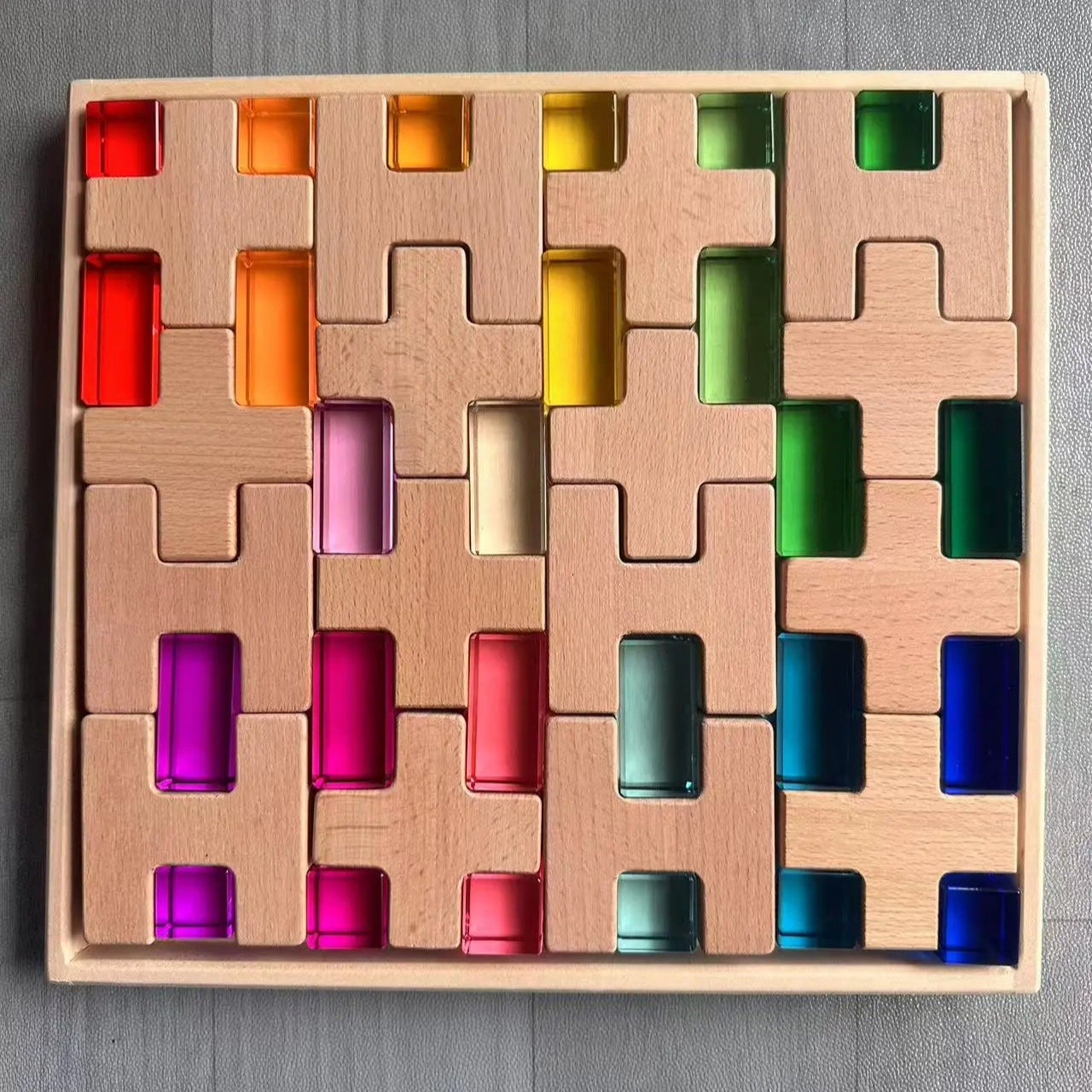 Wooden Building Blocks & Stacking Castle Toys with Transparent Cubes | Oliver Montessori Toys