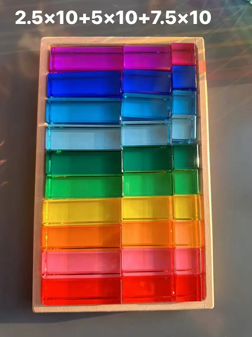 Montessori Wooden Cubes with Acrylic Gems