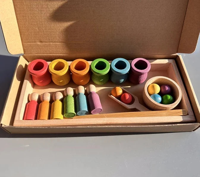 Rainbow Peg Doll Sorting Set