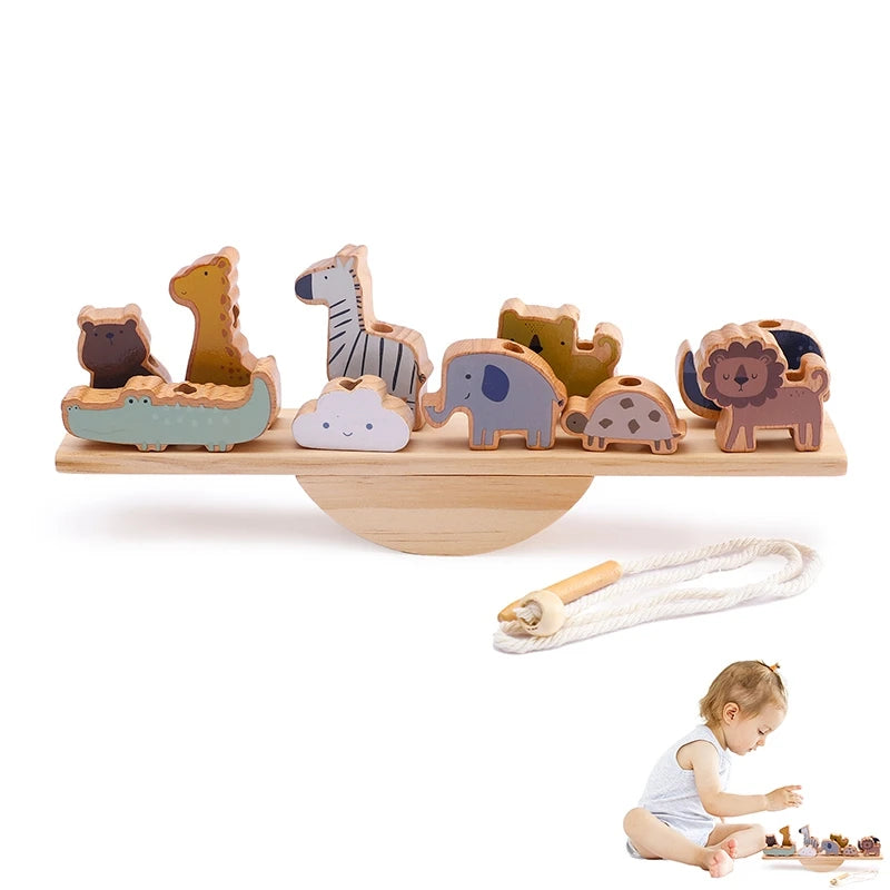Montessori Wooden See-Saw Threading Toys