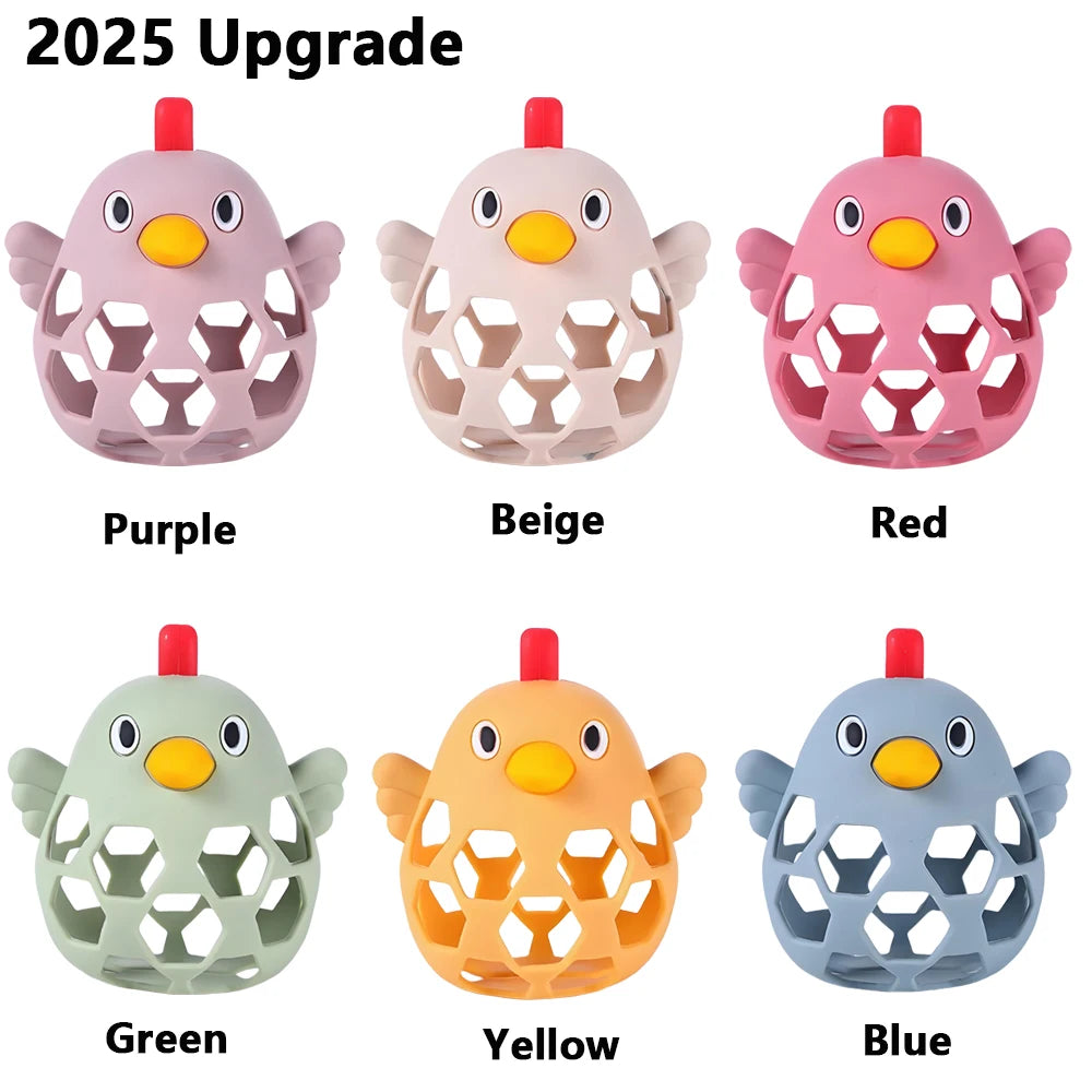Set of six colorful bird-shaped toys with labels for color and year '2025 Upgrade'.