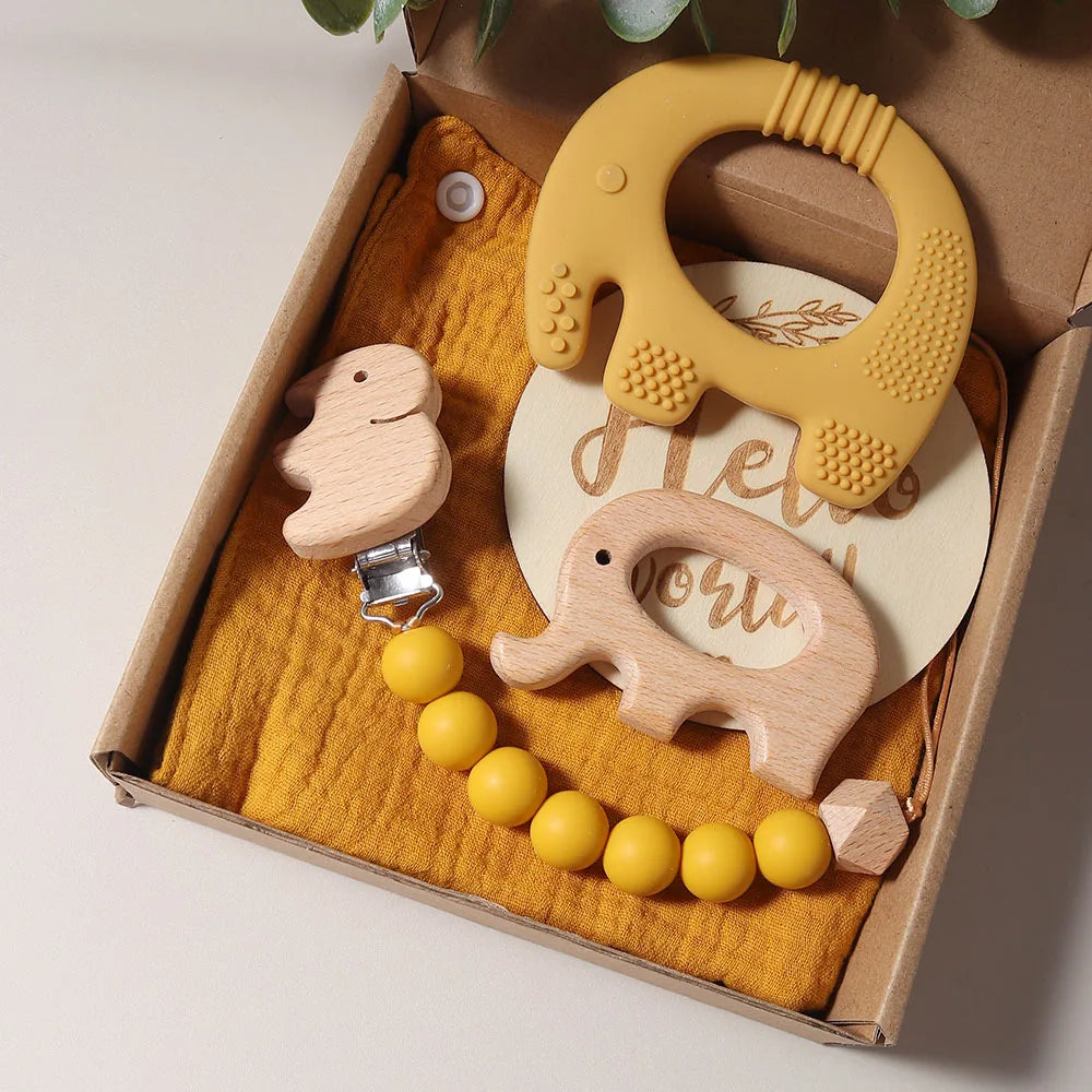 Baby Bib & Teether Elephant Gift Set