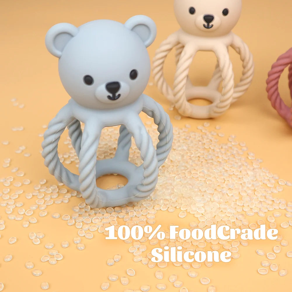 Silicone Bear Rattle Teether | Oliver & Company Montessori Toys