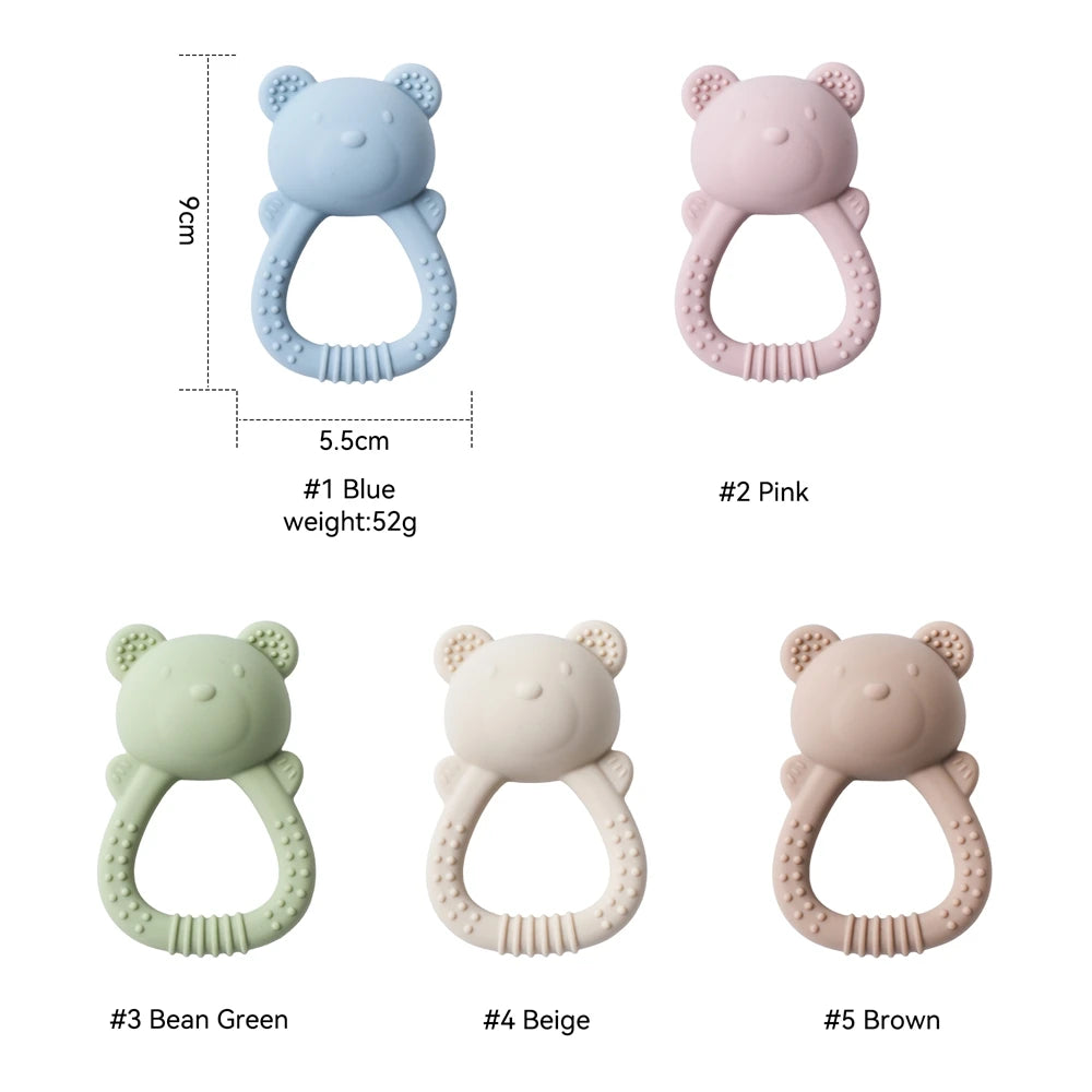 Bear Silicone Baby Teether Rattle – BPA-Free Sensory Toy