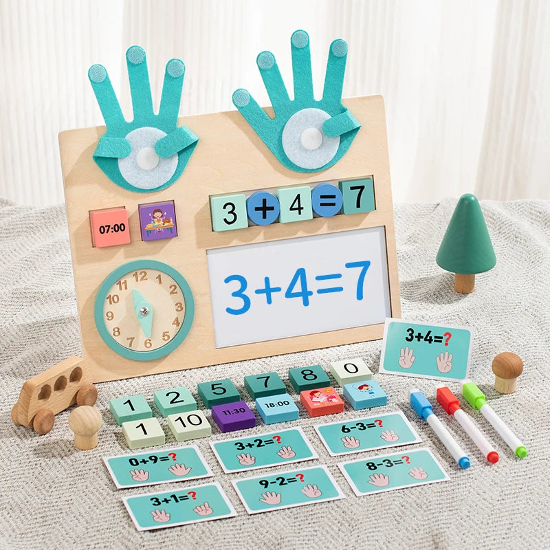 Wooden Finger Counting Math Board with Number Sticks