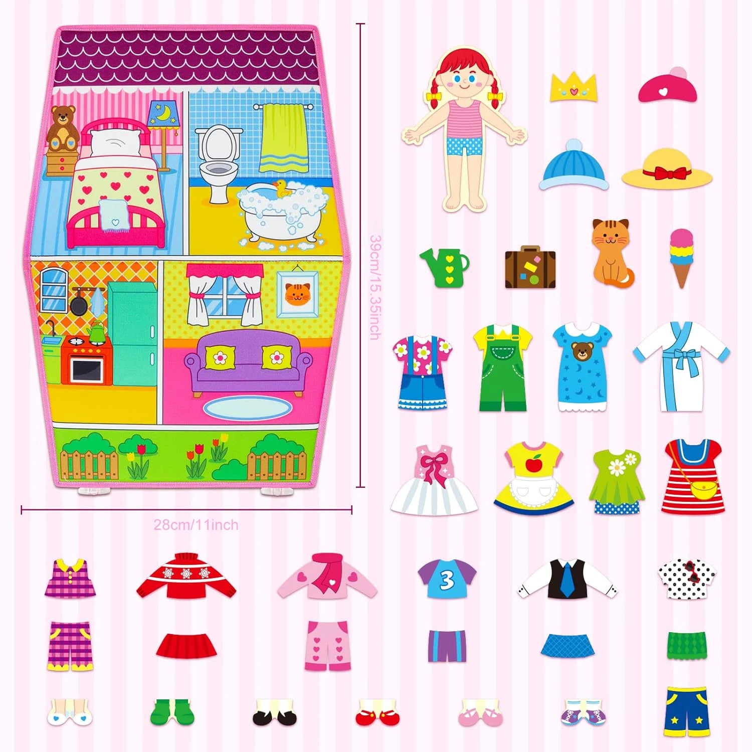 Felt Dress-Up Dollhouse with Outfits - Oliver & Company