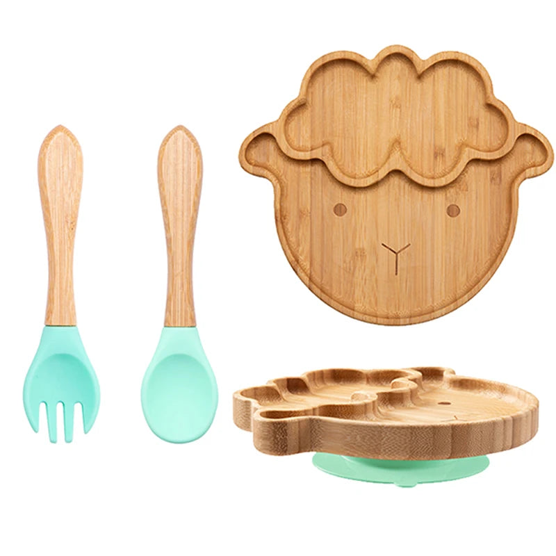 3pc Bamboo Baby Plate Set with Spoon & Fork