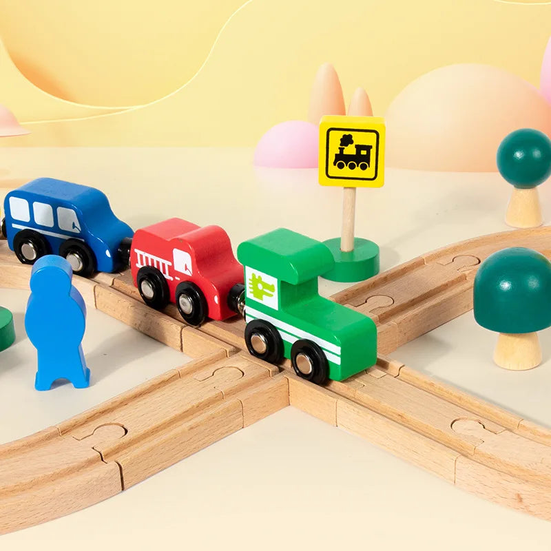 Wooden Figure-8 Train Track Set | Oliver Montessori Toys