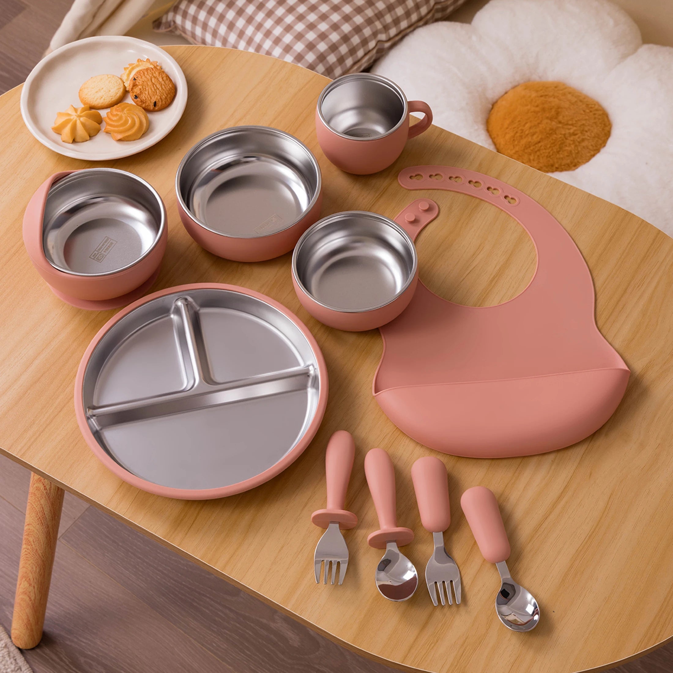 10-Piece Stainless Steel Silicone Baby Feeding Set | Oliver & Company Montessori Toys