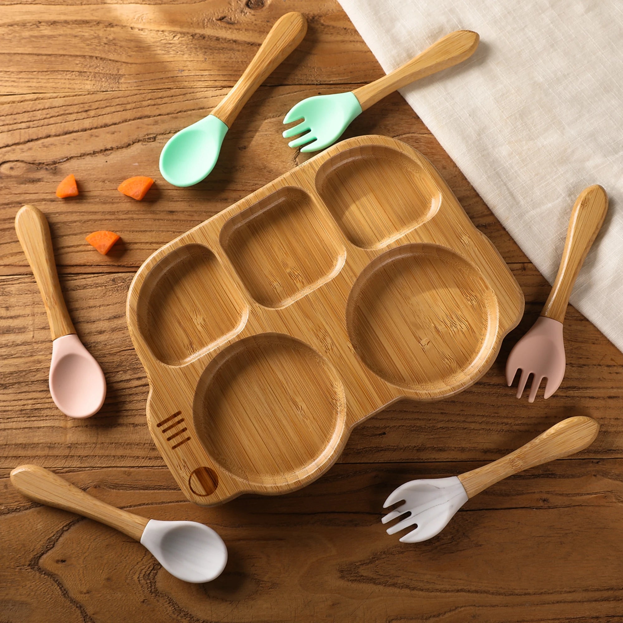 Bamboo Bus Baby Feeding Plate Set | Oliver Montessori