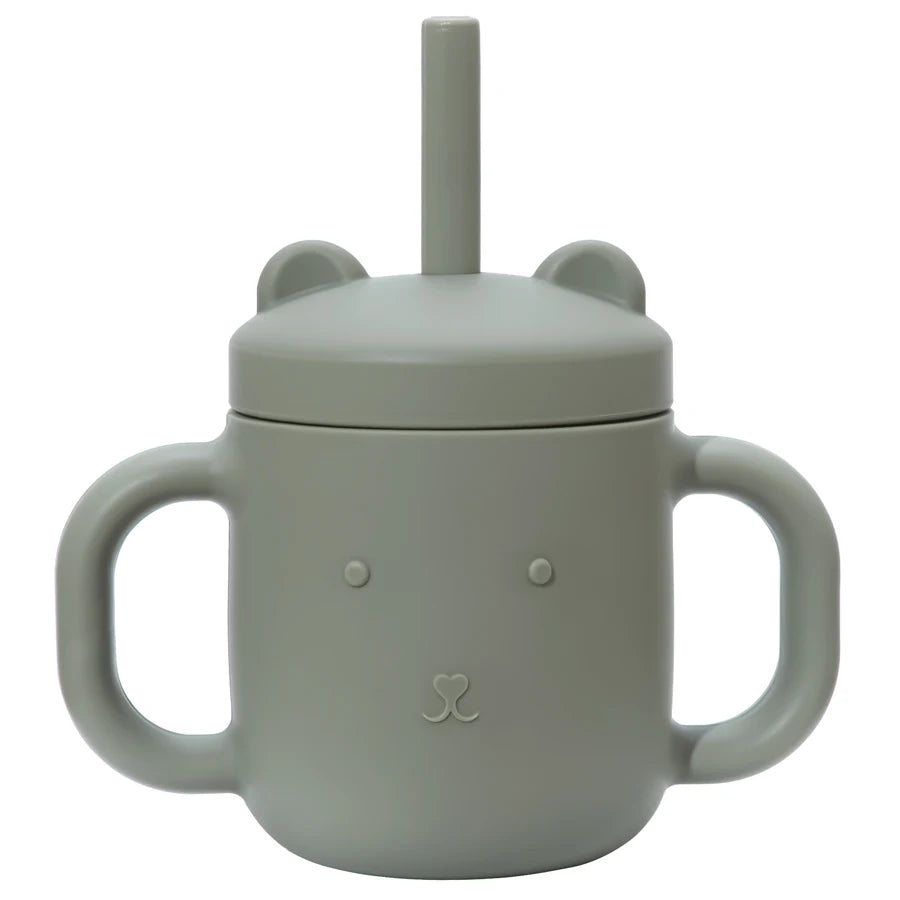 Silicone bear straw cup in Sage