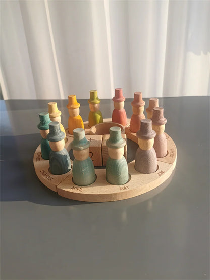 Montessori Wooden Toys: Beech Wood Rainbow Calendar Peg Dolls  Oliver & Company Montessori Toys calendar set B P  
