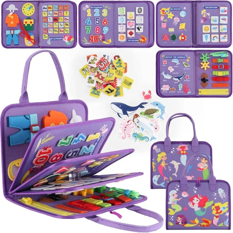 Purple Practical Life Skills Busy Book | Oliver & Company Montessori Toys