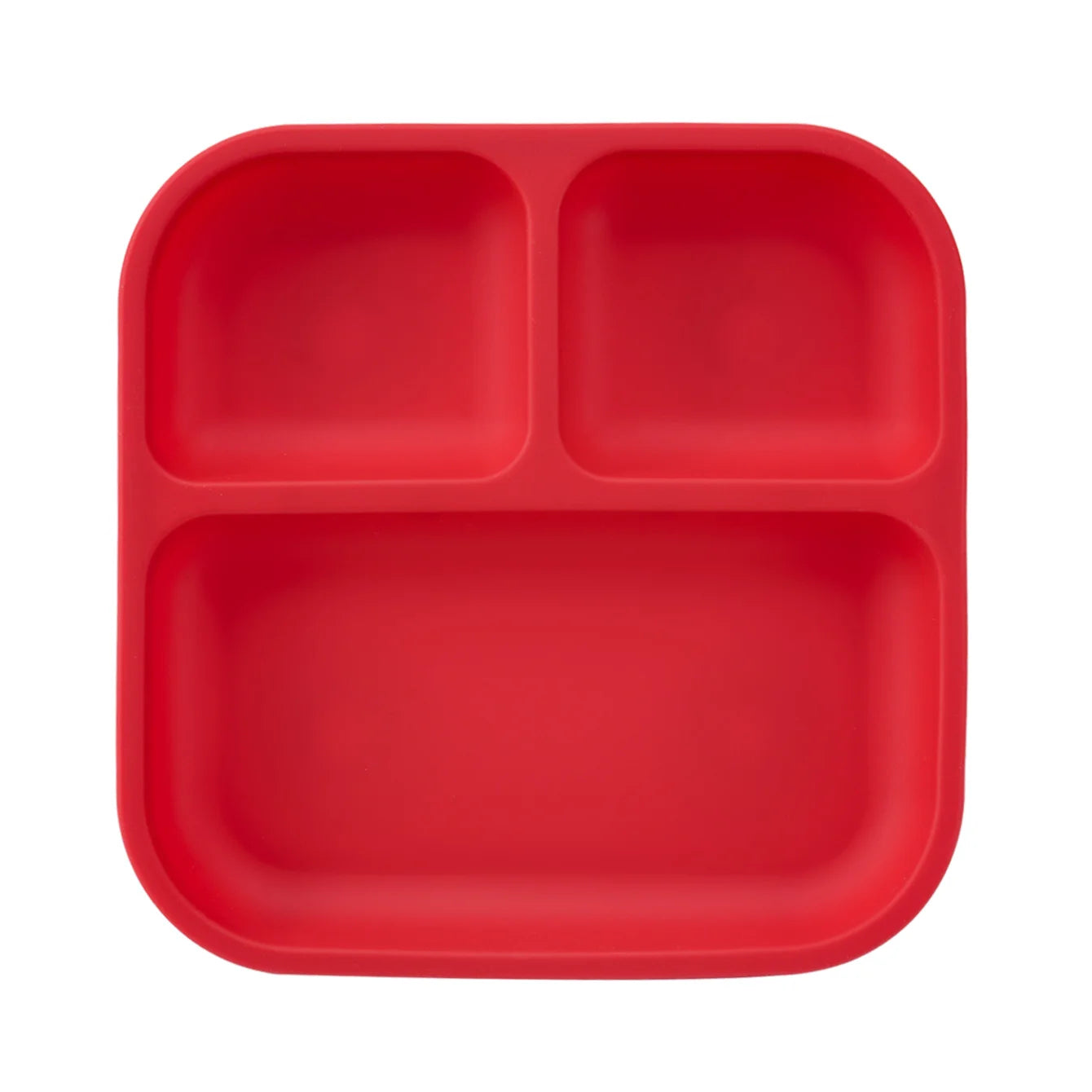 Square silicone divided suction plate in Red