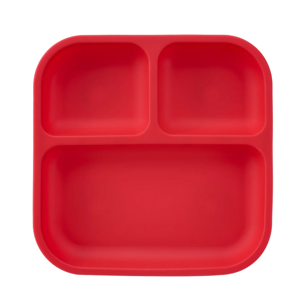 Square silicone divided suction plate in Red